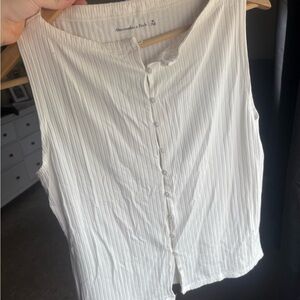 Abercrombie & Fitch Cream Button-Down Tank Top